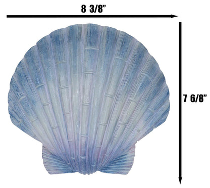Ebros Gift Nautical Ocean Marine Life Aqua Blue Scallop Shell Seashell Exotic Shabby Chic Wall Decor Figurine 8.25" L Decorative Sculpture Vacation Beach Sea Home Prop Accent