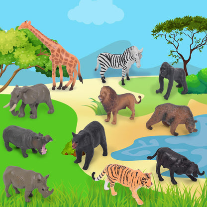 36 Animal Figurines - Educational Toys with Matching Flash Cards for Kids (Dinosaur, Zoo & Sea Animals)