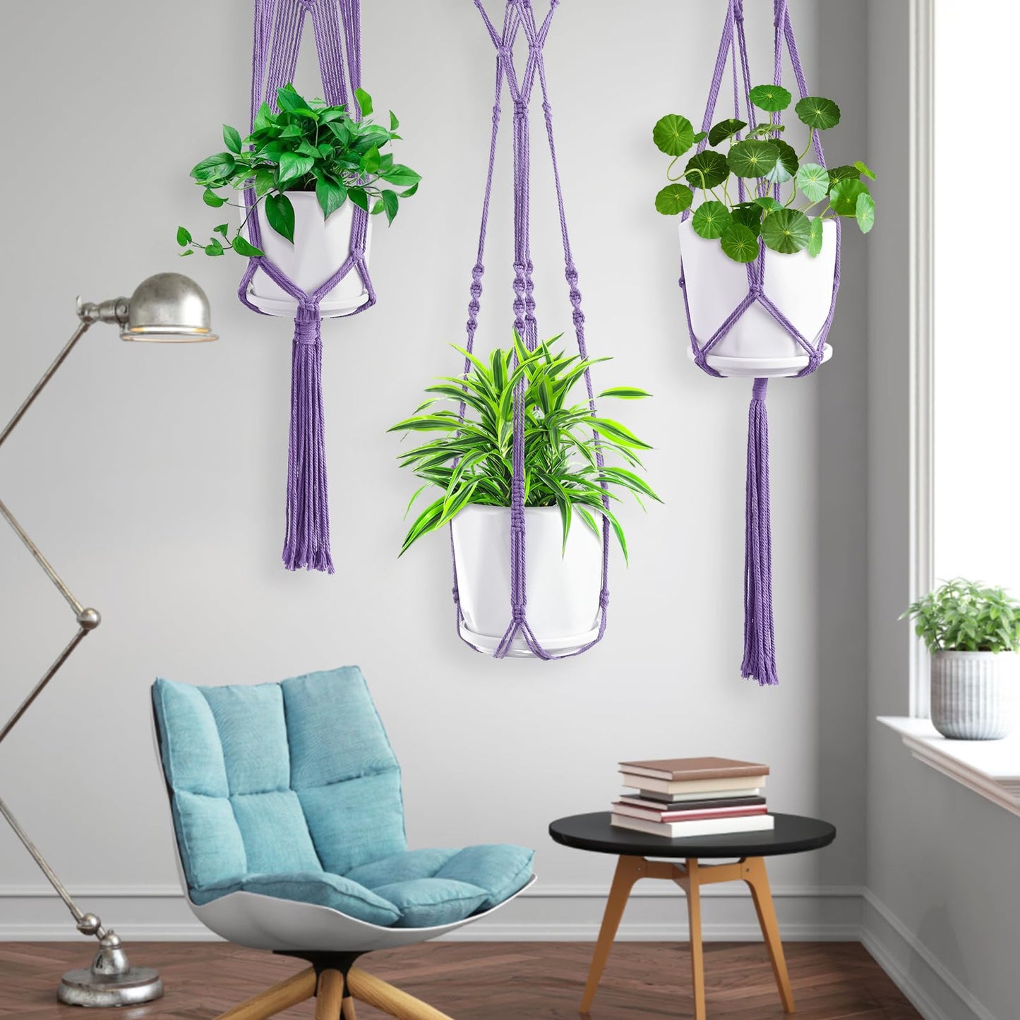 SFENNGPET Macrame Plant Hangers, 6Pack Hanging Planters for Indoor Plants w/ 6 Set Hangers Kit Handmade Macromay Plant Hangers Indoor Flower Pots Holder Stand for Boho Home Décor (POTS NOT Included)