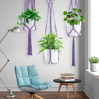 SFENNGPET Macrame Plant Hangers, 6Pack Hanging Planters for Indoor Plants w/ 6 Set Hangers Kit Handmade Macromay Plant Hangers Indoor Flower Pots Holder Stand for Boho Home Décor (POTS NOT Included)