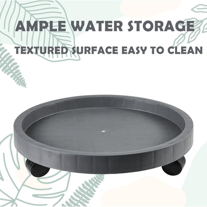 3PCS,14.2 Inch, Planter Caddies Rolling Saucer Caddy with Wheels, Heavy Duty Wheeled Stand for Potted Plant, Round Coaster Roller Base Tray with Casters, Flower Pot Dolly Holder for Indoor Outdoor