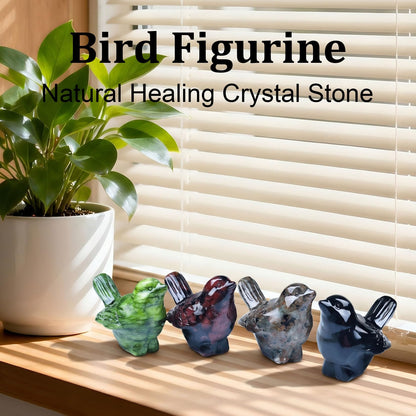 WUYOUSHI Natural Flame Stone Bird Statue - 2-Inch Crystal Carved Figurine for Home Decor, Office Shelf, Table Ornament, Animal Sculpture