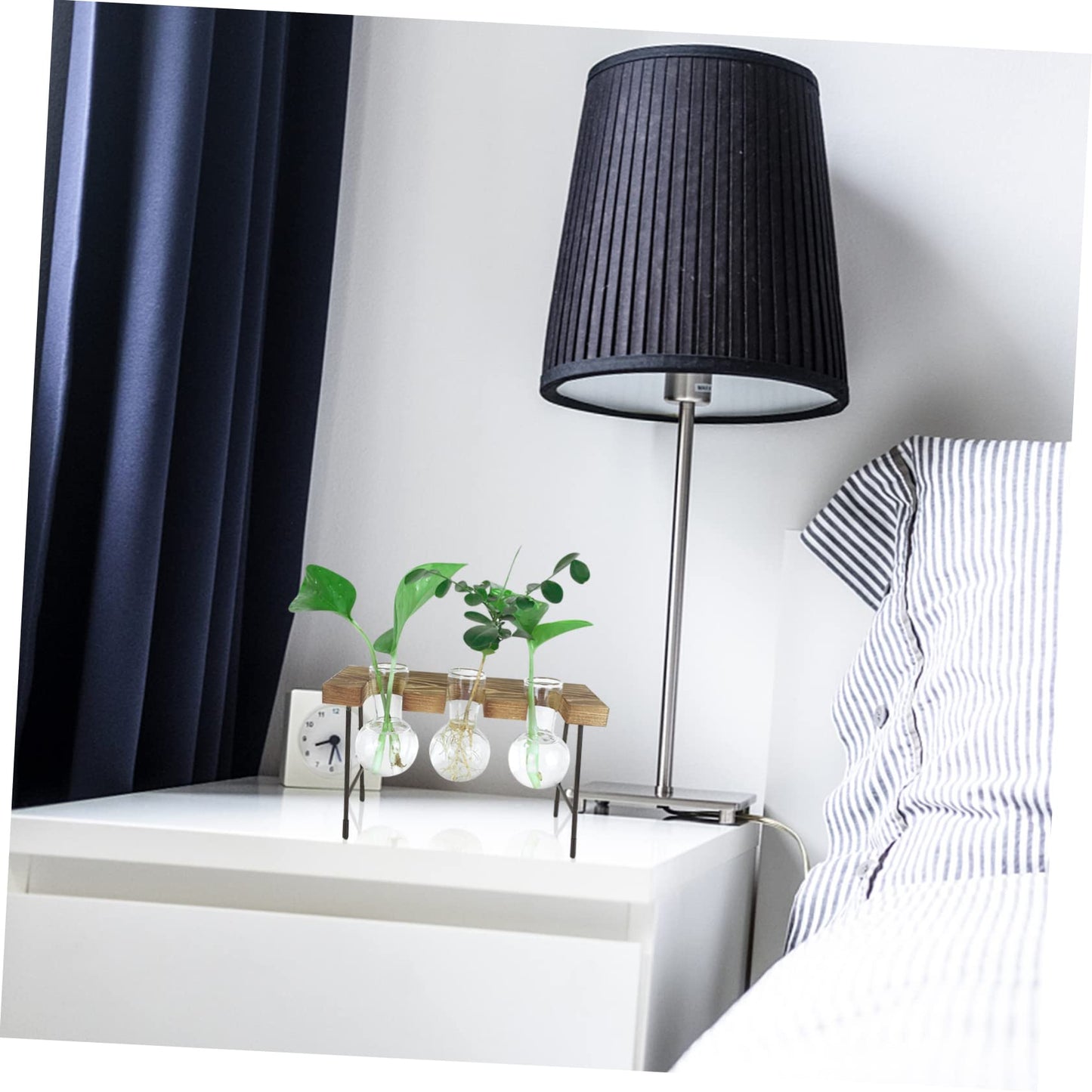 TINEASUR Plant Stands Indoor Glass Vase Wooden Rack Hydroponic Bottle Plant Terrarium Desktop Planter Bottle Home Planting Vase
