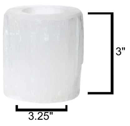 Natural Solid White Selenite Candleholder - Perfect for Meditation and Reflection - 3" Tall (1)