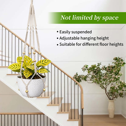 fxnx Bohemian-Style Macrame Plant Hanger Fits pots Sized from 4 to 15 inches in Diameter, Ideal for Hanging planters for Indoor Plants. Hanging Plant Holders is a Perfect Choice.(POTS NOT Included)