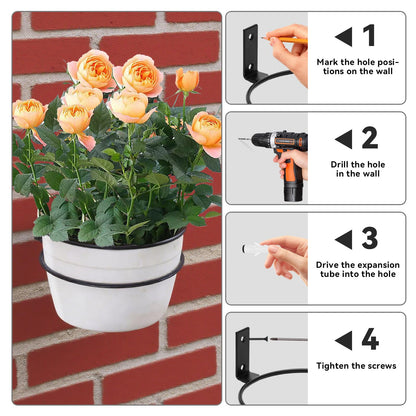 JAKOUE 6 Pack 8 inch Durable Metal Plant Holder, Wall Mounted Wall Planters Heavy Duty Hangers, Versatile Planter Hooks for Indoor/Outdoor Gardening Enthusiasts(Foldable)