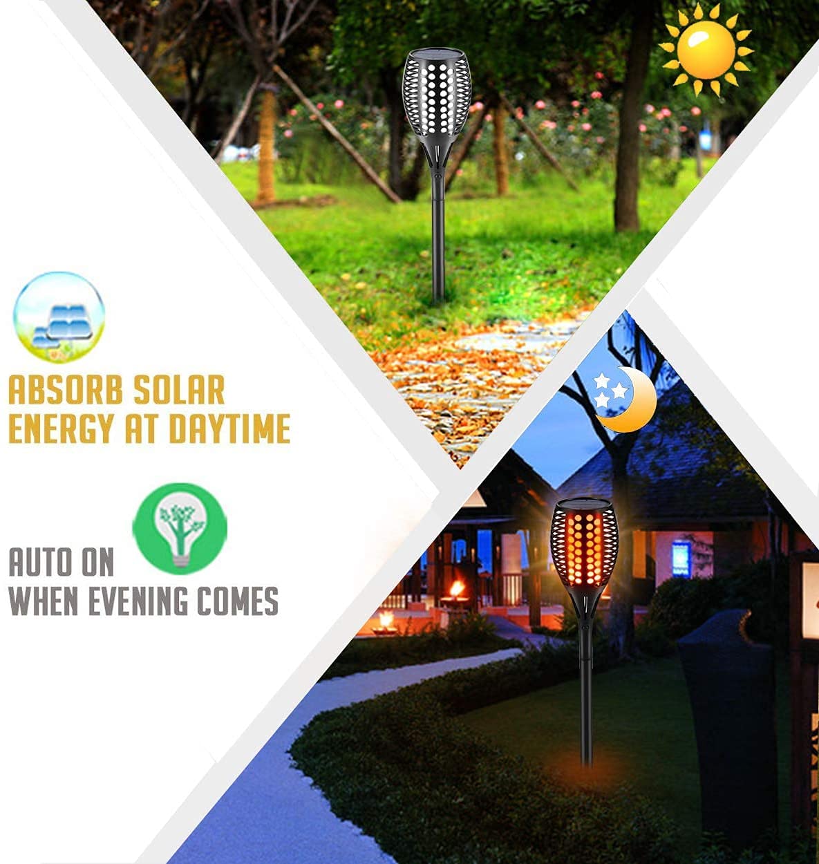 Aityvert Upgraded Larger Solar Torch Lights, Waterproof Outdoor Dancing Flames Light, Flickering Flames Garden Lights, Landscape Decoration Pathway Patio Lights 43" 96 LED (4 Pack)