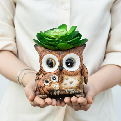 Saysmile Unique Owl Plant Pots Indoor, Cute Small Succulent Pots with Drainage Hole, Rocking Chair Planters for Outdoor Indoor Plants, Resin Flower Pot for String of Pearls, Gift Ideas for Mother