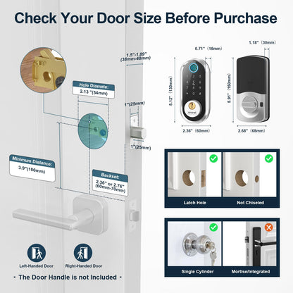 Smart Keyless Entry Door Lock - Fingerprint Electronic Deadbolt Touchscreen Keypad SMONET Biometric Digital Bluetooth Door Lock Smart Deadbolt Compatible with Alexa for Homes and Hotel