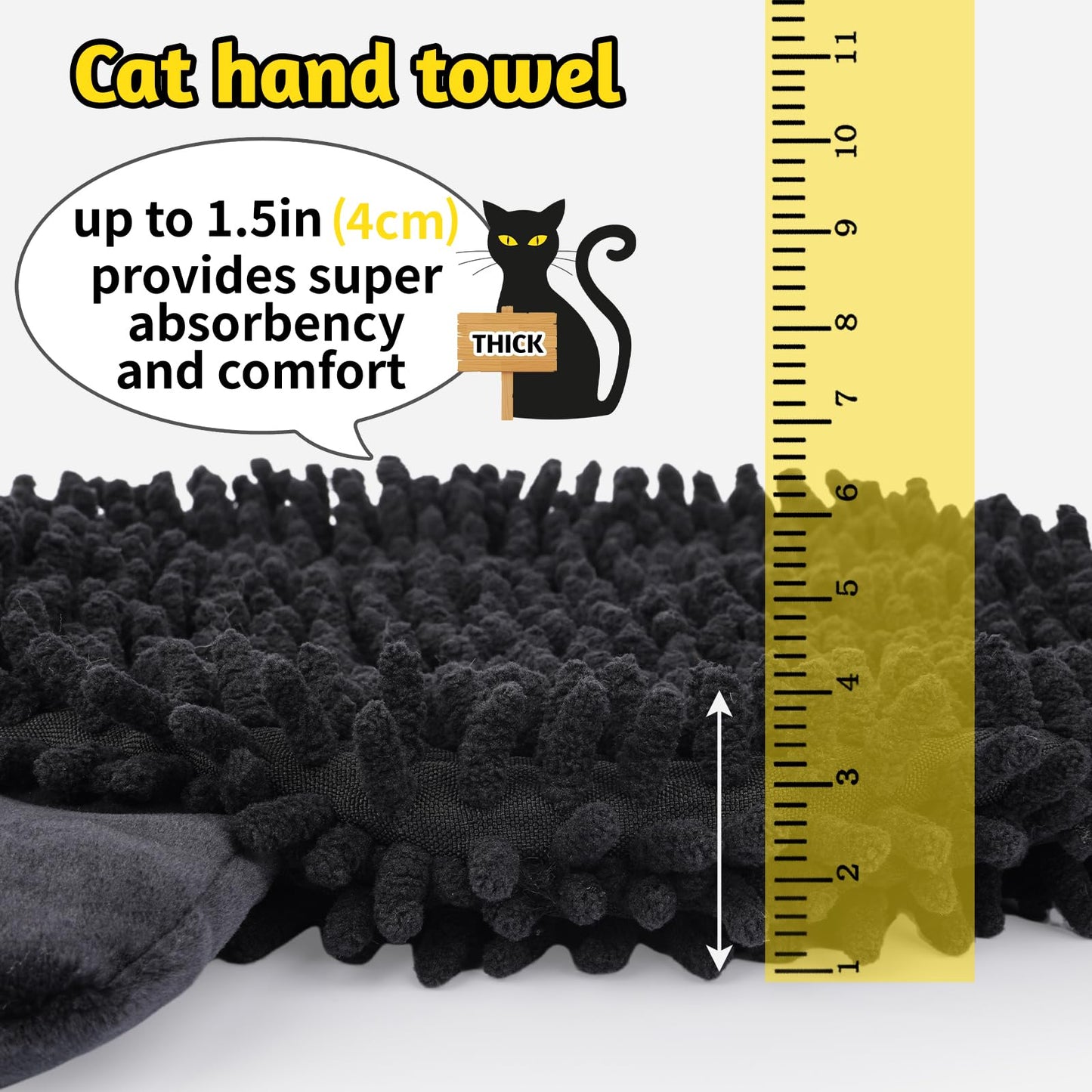JEROKUMI Cat Hand Towel - Kitchen Towels with Hanging Loops Super Absorbent Chenille Hand Face Bath Towel, Cat Gifts for Women, Funny Towel Kitchen & Bathroom Decor (8x18 Inch)