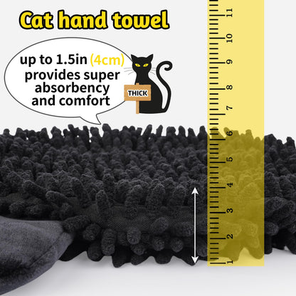 JEROKUMI Cat Hand Towel - Kitchen Towels with Hanging Loops Super Absorbent Chenille Hand Face Bath Towel, Cat Gifts for Women, Funny Towel Kitchen & Bathroom Decor (8x18 Inch)