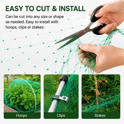 Bird Netting for Garden Protect Vegetable Plants and Fruit Trees, Garden Net Doesn't Tangle and Reusable Fencing Protect Fruit Vegetables from Birds,Deer,Squirrels and Other Animals (13x40ft)