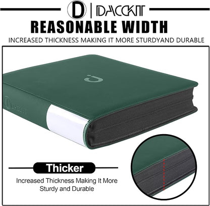 D DACCKIT Card Binder 16 Pocket - Fits 1024 Cards，4X4 Ringless Card Album with Sleeves for Trading Cards & Sports Cards（Model A，Blackish Green）