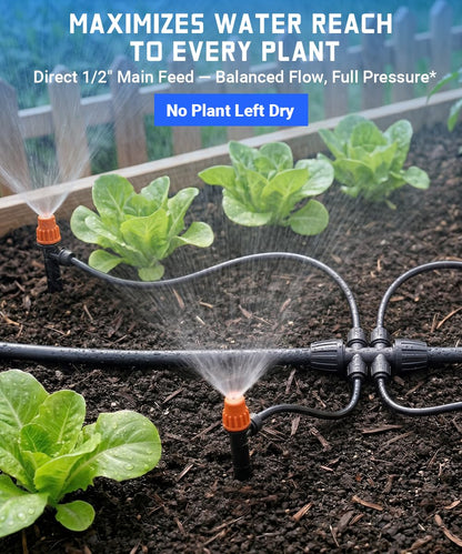 237FT Drip Irrigation System Kit with 40 Adjustable Nozzles for Garden Watering, Leak-Proof & Easy-Connect Irrigation Kit with 1/2" & 1/4" Tubing, for Greenhouse, Lawn, Indoor Pots (40FT + 197FT)