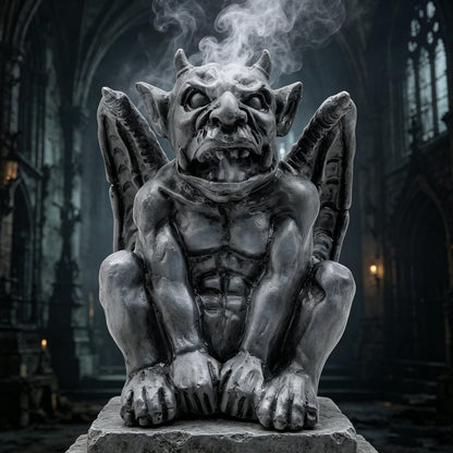Gothic Gargoyle Incense Burner, Resin Demon Statue, Medieval Monster Figurine, Grey, 3.2 in. Tall, for 1x1 in. Cones, Halloween Decor