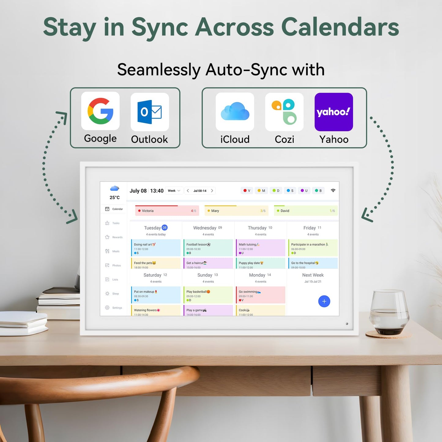 Digital Calendar,15.6 Inch Wall Planner Electronic Calendar&Chore Chart,Smart Wall Calendar Touchscreen Interactive Display for Family Schedules,Great for Organizing Your Routines,Wall&Desk Mountable,The Gift for Mother's Day