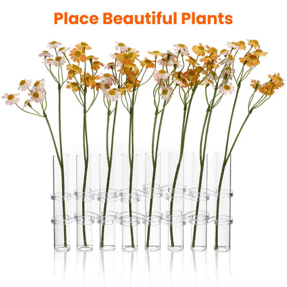 Cabilock Transparent Hydroponic Tube Vase with 8 Test Tubes and S Shape Hooks Glass Flower Arranging Container for Home and Garden D Cor 6 Inch Borosilicate Glass