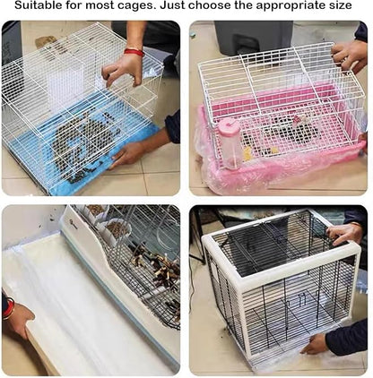 Small Animal Cage Liners Disposable, 50 PCS Large Rabbit Cage Tray Liner Pet Litter Pan Bags Plastic Film Cover for Guinea Pig Bunny Bird Chinchilla Hedgehog (Medium)