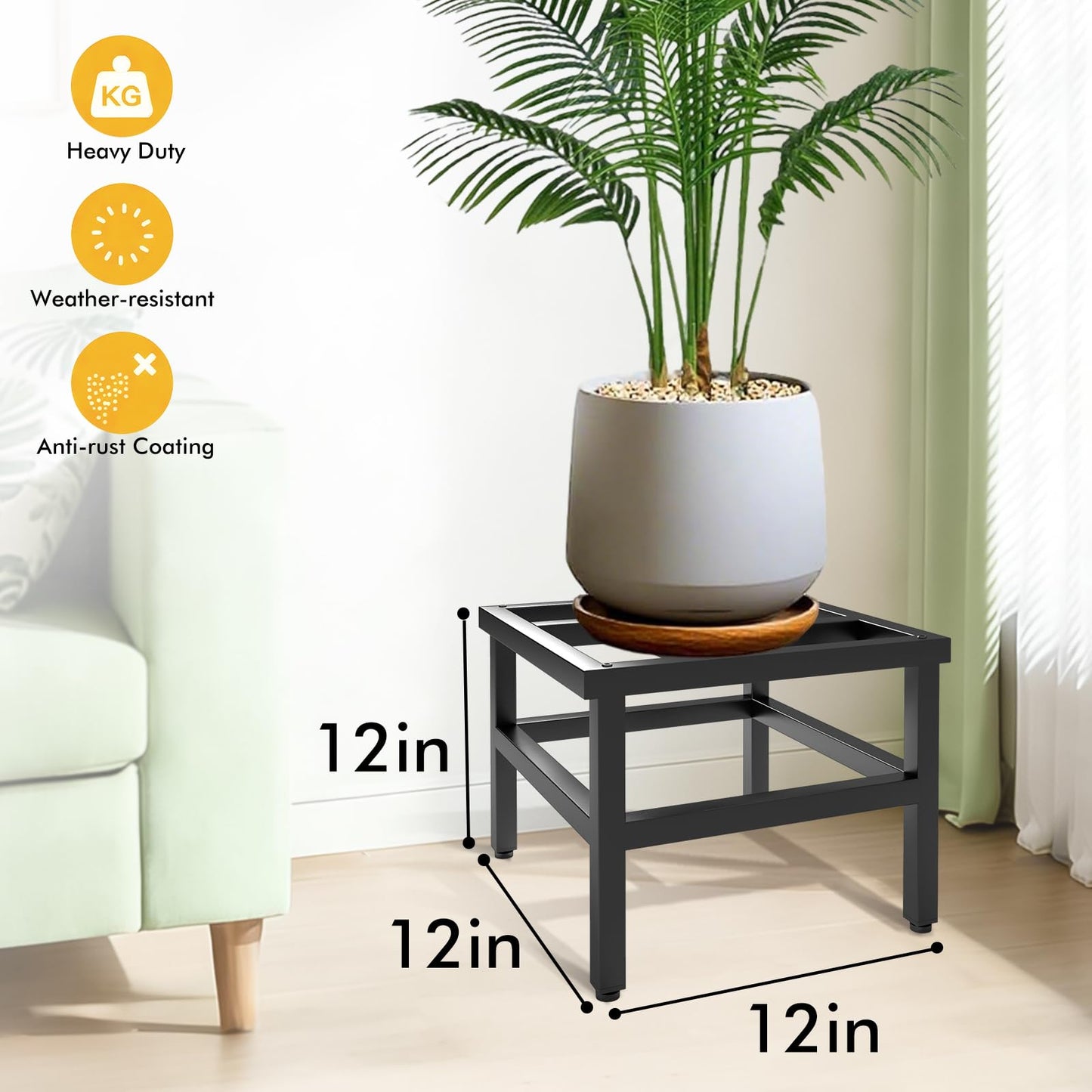 AXZROVIV Plant Stand Indoor Outdoor, 2-Pack Heavy Duty Plant Stands Riser Metal Pedestal Stand for 12 Inch Flower Pot, Wrought Iron Flower Stand Display Planter Shelf for Living Room, Patio