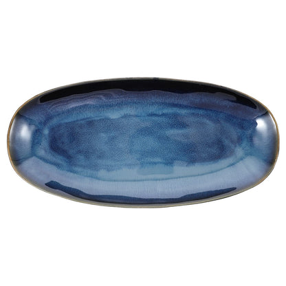 Cabilock Ceramic Sushi Plate 13.66X6.61X1.37In Oval Fish Serving Tray for Home Restaurant Hotel Multi-Function Snack Fruit Food Platter for Entertaining Parties