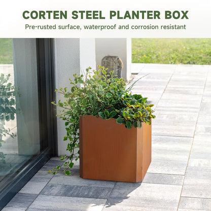 GJWCVL Corten Steel Planter Box-26"x26"x26"-Large Square Planter Matel -Outdoor Indoor- Heavy Duty Rustic Tall Planter Box Commercial Residential for Porch Patio Deck Home Backyard