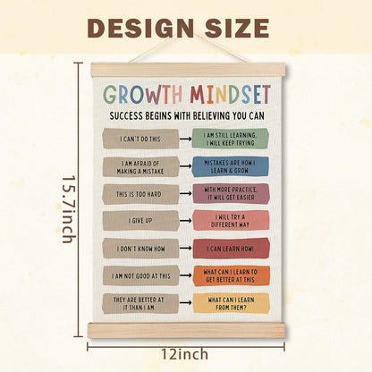 IAFQWDS Mental Health Growth Mindset Wall Art Hanging Poster Framed, Positive Affirmations Wall Decor Prints for Kids Room Classroom Playroom Calming Corner School Counselor Therapy Office, 12x16 Inch