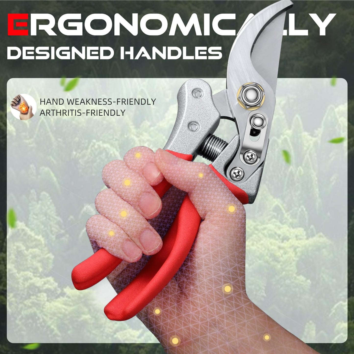 DECERK Professional Bypass Pruning Shears, Ultra Sharp Garden Scissors & Clippers, Effortless 3/4" Branch Hedge Clippers