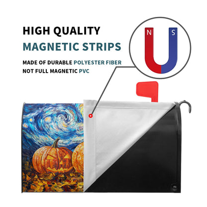 Halloween Pumpkin Orange Mailbox Cover Oil Painting Blue Decorations Mailbox Covers 21 X 18 Inch Magnetic Standard Size Halloween Starry Night Wrap Post Letter Box Home Outdoor Yard Garden Decor