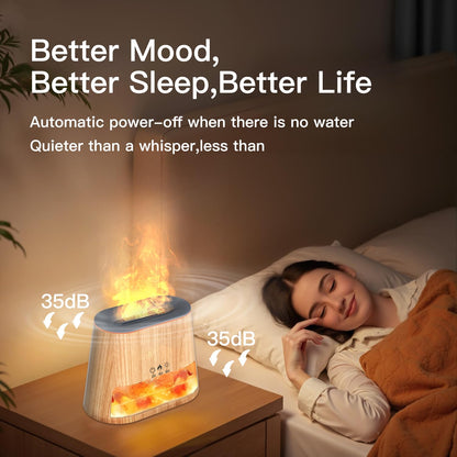 BieJiahWeiBie Luxury Himalayan Salt Lamp Humidifier & Aromatherapy Diffuser - 8 Color Mood Lighting w/Remote for Spa, Bedroom, Home Relaxation260ml (Wood)
