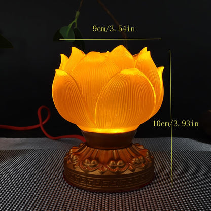 YeseeYe Lotus Buddhist Lamp - Buddha Lamp Light for Buddhist Occasions Supplies Meditation Buddhist Night-Light Desktop Home Decoration Figurine