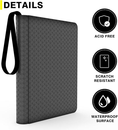 9-Pocket Card Binder - Holds 432 Cards, Premium Zippered Card Album Folder, 24 Side Loading Pages, Compatible with Penny Sleeves for Basketball Football, TCG, and Game Card Storage & Display(Black)