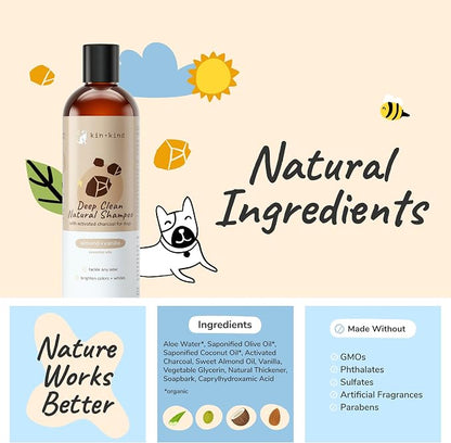 kin+kind Deep Clean Natural Dog Shampoo - Deep Clean & Odor Control - Almond + Vanilla Fragrance - 12 fl oz
