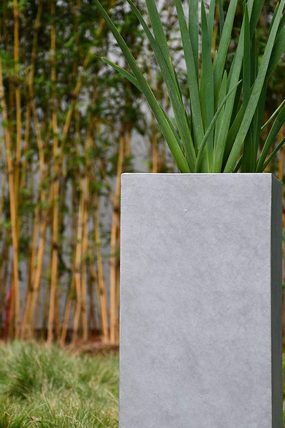 28" H Square Natural Concrete/Fiberglass Indoor Outdoor Modern Seamless Tall Planter