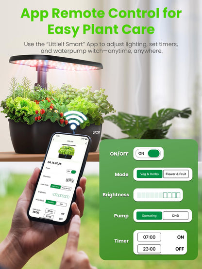 litokam Hydroponics Growing System Kit, 15-Pod Indoor Herb Garden Planter with 24W Grow Light & APP Control, Indoor Gardening System with 2 Grow Modes, Quiet Pump & 24H Timer