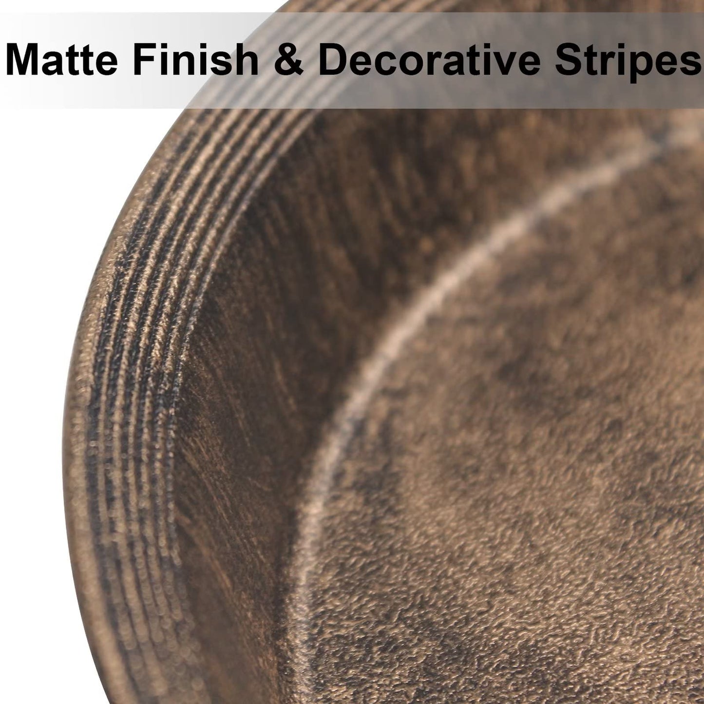 ARTLINE Decorative Rustic Plastic Plant Saucer Medieval Antique Matte Metal Look, 4 Pack 7" Small Flower Pot Drip Water Trays Indoor Outdoor, Planter Drainage Plates to Catch Water, Bronze
