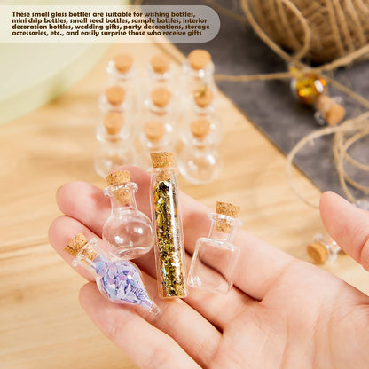 Geiserailie 80 Pieces Tiny Glass Bottles Spell Jars with Cork Stoppers Small Mini Wishing Potion Bottles Witchcraft Supplies for Winter Wedding Party Decor Drifting DIY Crafts Project(Classic Style)