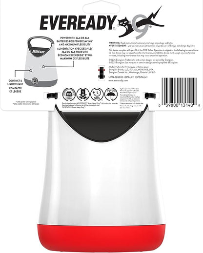 Eveready LED Camping Lantern X-250, Bright Tent Lights, Rugged Water Resistant LED Lanterns, 100 Hour Run-time, Red and Black
