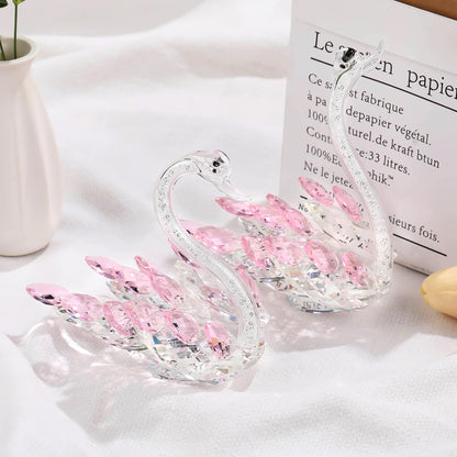 Set of 2 Crystal Pink Swans Anniversary Wedding Gifts for Women, Mom, Couple, Swan Figurines Collectibles Birthday Presents Keepsake for Parents Home Decor (6.5in Gift Boxed)