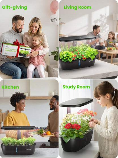litokam Hydroponics Growing System Kit, 15-Pod Indoor Herb Garden Planter with 24W Grow Light & APP Control, Indoor Gardening System with 2 Grow Modes, Quiet Pump & 24H Timer