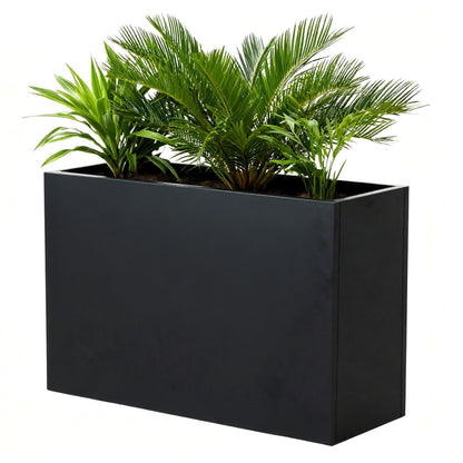 GZLVSOW Metal Outdoor Planter 36" L x 15" W x 24" H for Tall Planter Metal Rectangular Planter with Removable Insert Shelf for Outdoor, Indoor, Garden, Patio (Black, 36 * 15 * 24)