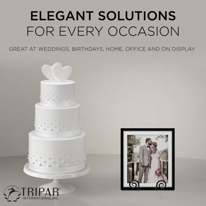 TRIPAR Decorative Scroll Rack, Large Black Display (4.5 Inch Depth) - Functions as Wall Rack or Tabletop Easel - Lightweight and Durable - Showcase Beautiful Plates, China, Artwork and More