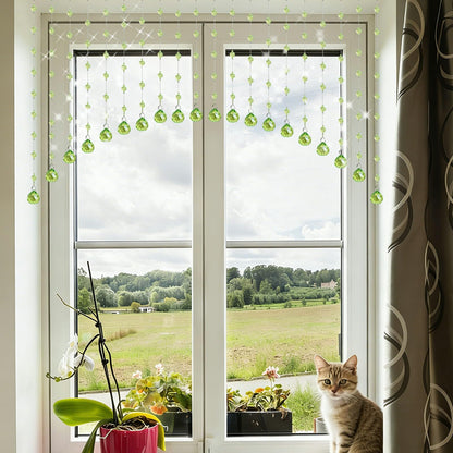 Hysenm 20 Crystal Beaded Curtains Arched Door Beaded Curtain, Hanging Doorway Room Decor with Crystal Balls, Beaded String Curtain Divider for Home, Coffee House, Bedroom, Restaurant