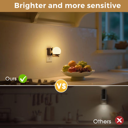 L LOHAS LED Night Lights Plug Into Wall 2 Pack, Dusk to Dawn Sensor, 3000K Nightlight, 0-100LM Adjustable Brightness, Plug in Night Light for Bathroom, Hallway, Bedroom, Stairway