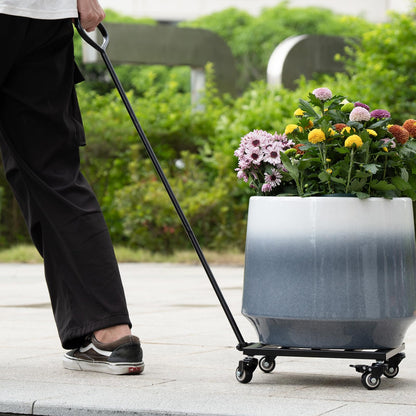 Goooxim Heavy Duty Plant Caddy with Wheels 12Inch - 200lb Weight Capacity - Steel Rolling Plant Stand for Indoor and Outdoor Use - Lockable Wheels - Black