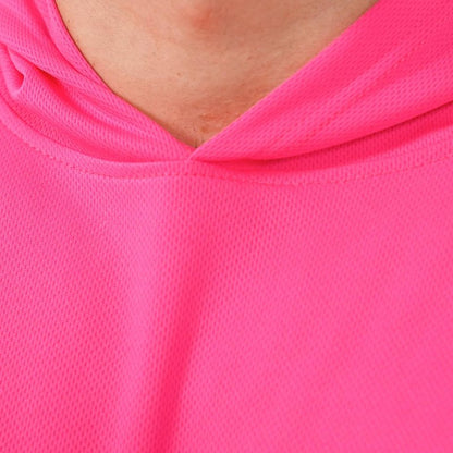 ProtectX High Visibility Sun Protection Lightweight Long Sleeve Hoodie, UPF 50+ Quick-Dry, SPF UV Shirt, Active Wear - Pink, Large