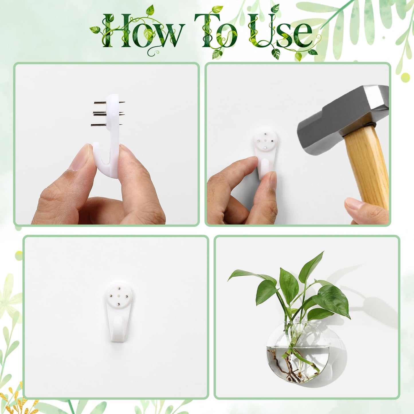 onepeng 4Pcs Wall Hanging Planter Propagation Stations Glass Terrariums Vase for Hydroponics Plants, Bathroom, Home Office Living Room Decor Gift