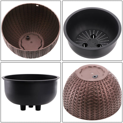 Foraineam 10.2 Inches Round Basket Hanging Planter Dual-pots Design Garden Flower Plant Pots Hanging Planter Baskets with Drainer and Chain for Indoor Outdoor Use