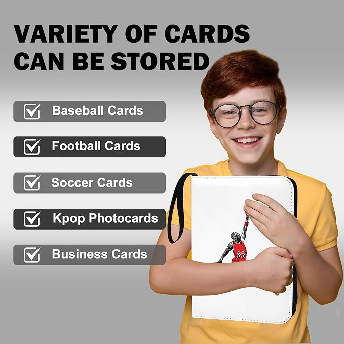 900 Pockets Custom Card Binder, DIY Anime Sports Cover Design, Portable Waterproof Storage Album with Removable Sleeves for Baseball Football Soccer One Piece Cards Collectors