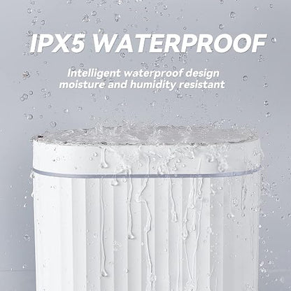 ELPHECO Bathroom Trash can Motion Sensor, Automatic Garbage can, Slim Plastic Smart Trash Bin with Lid, Commercial Intelligent Wastebaskets for Bedroom, Bathroom, Office, White Grey