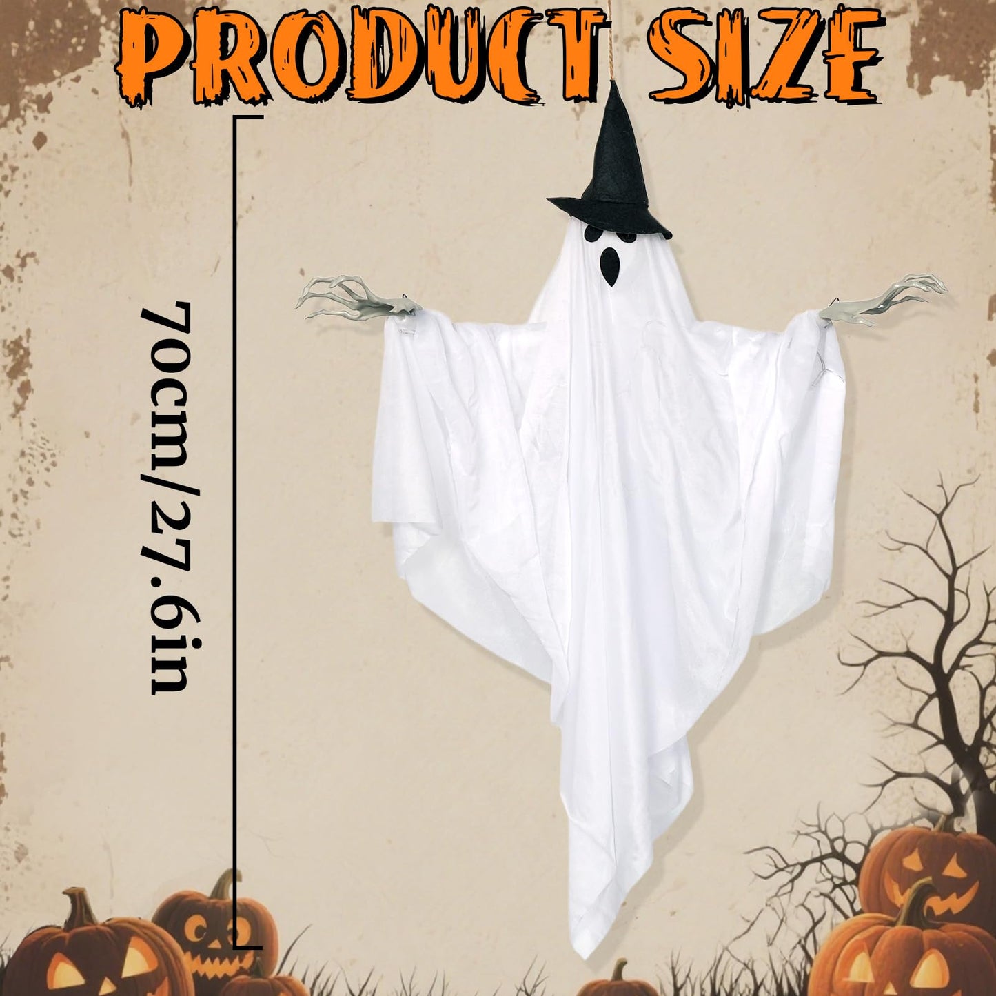 SUNBEAUTY Halloween Decorations Outdoor, Halloweens Party Decoration Indoor, Spooky Ghost with Remote Control String Lights, Halloween-Ghost Lights for Porches Yards Gardens Lawn